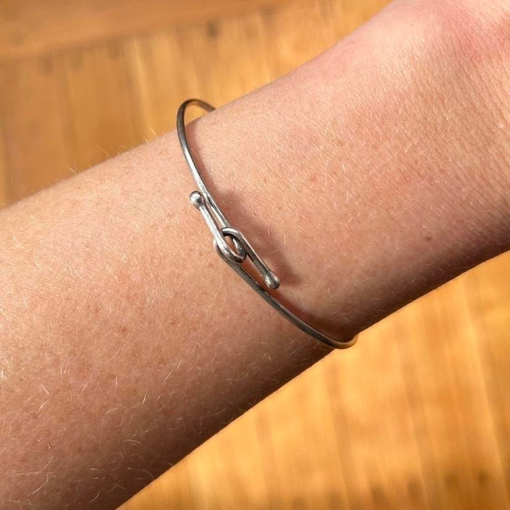 Cute Simple Vintage Sterling Silver Thin Minimal Cuff Bangle Bracelet